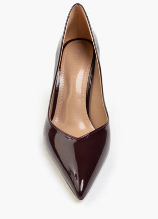 Bordo Shurima Pumps mit glänzendem Finish und spitzer Zehenpartie, ideal für formelle Anlässe und elegante Abende.