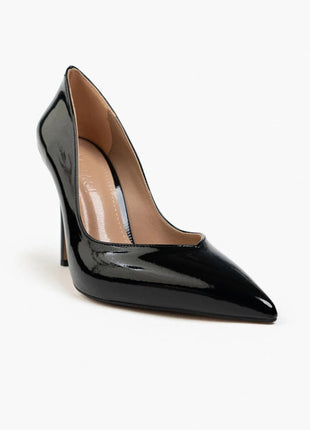 Schwarze Shurima Pumps mit glänzendem Finish und spitzer Zehenpartie, ideal für formelle Anlässe und elegante Abende.