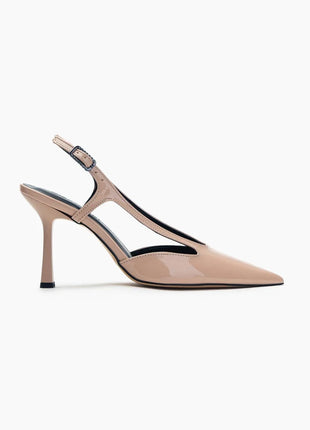 Schicke Hedwig Pumps aus Lackleder in Beige, eine elegante Ergänzung für jede Garderobe.