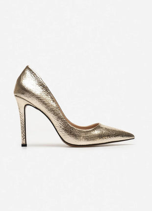 Demacia Pumps in Gold, luxuriös und glänzend, perfekt für besondere Gelegenheiten.