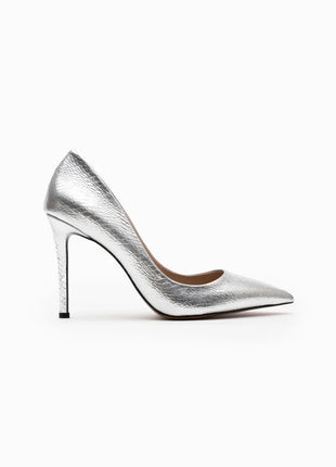 Demacia Pumps in Silber, glamourös und funkelnd, ideal für festliche Anlässe.