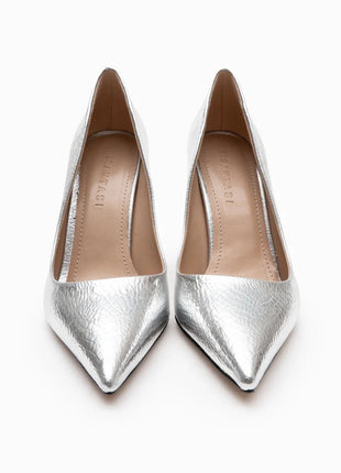 Demacia Pumps in Silber, glamourös und funkelnd, ideal für festliche Anlässe.