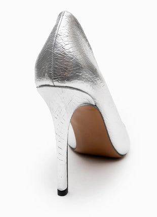 Demacia Pumps in Silber, glamourös und funkelnd, ideal für festliche Anlässe.