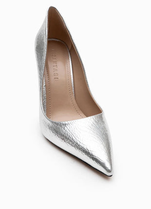 Demacia Pumps in Silber, glamourös und funkelnd, ideal für festliche Anlässe.